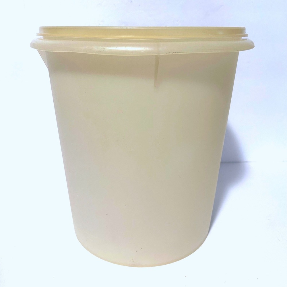 Tupperware Servalier Canister Vintage Sheer Tan Almond 1203-1 Food Storage Retro